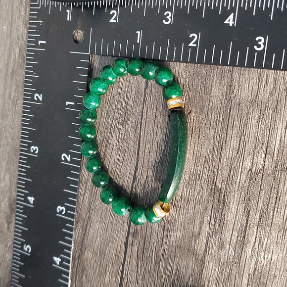 Jade Beaded Green With Envy Bracelet Stretch B3318 - Picture 3 of 3
